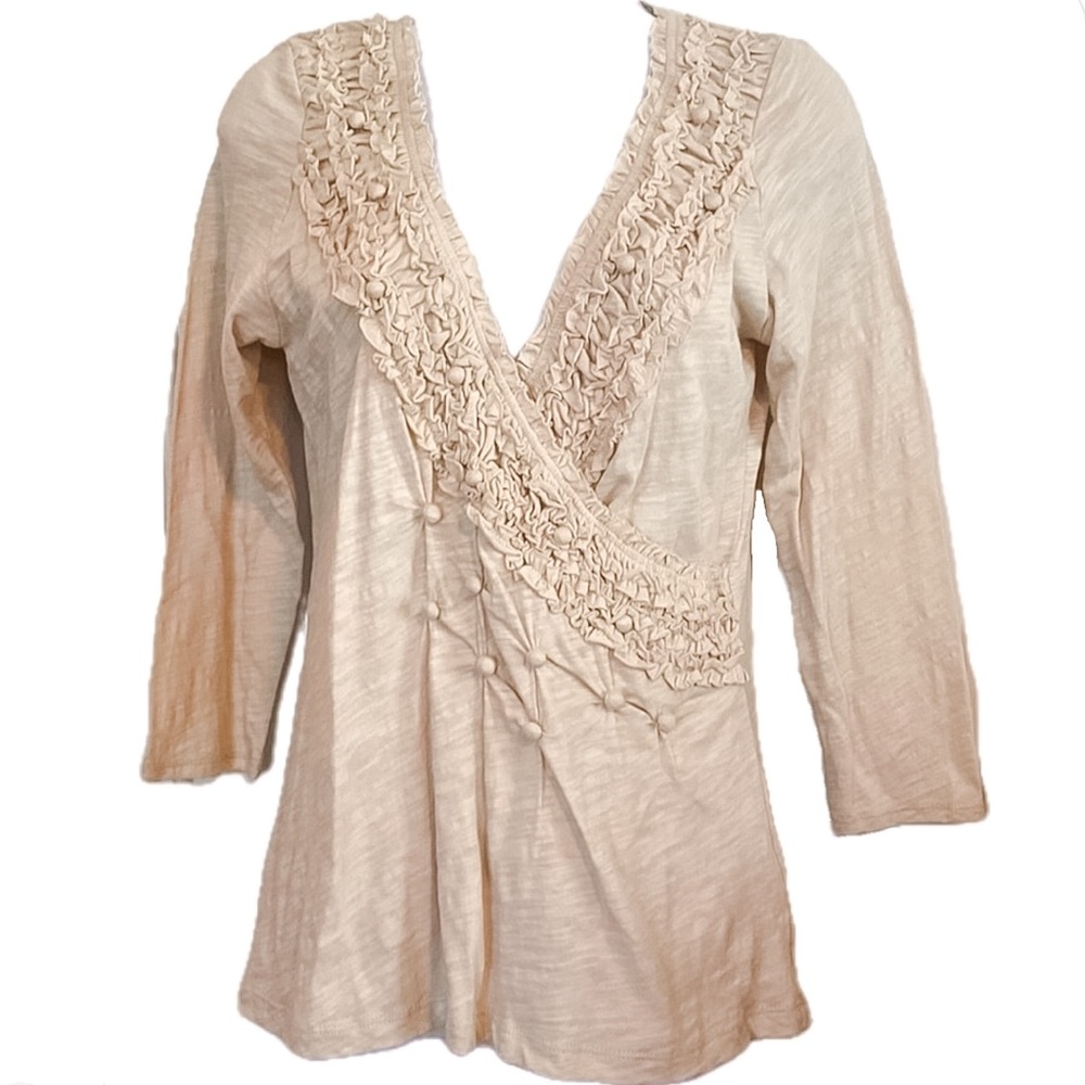 NWT Anthropologie Deletta Smocked Wrap Top | M